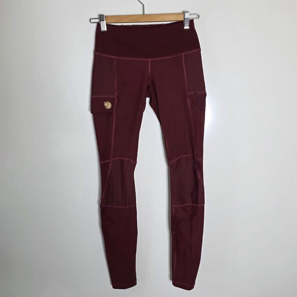 Fjallraven Abisko Trekking Tights Women's Size XS Dark Garnet High Waist Hiking